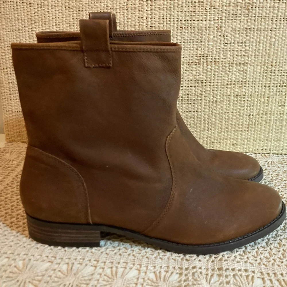 Brown Leather Boots NEW Leather Pull on Ankle Booties NWOT Size 10 - Picture 12 of 14